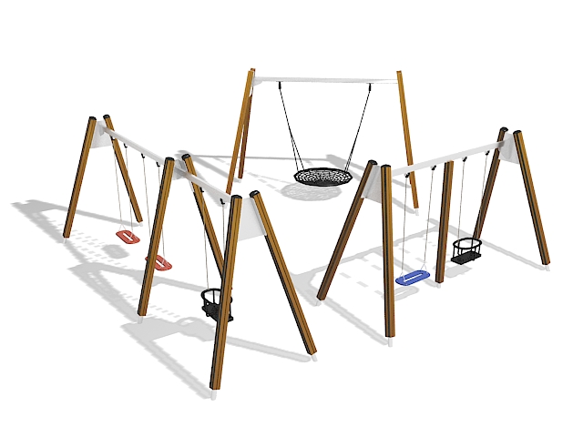 Playground swing sets 3d rendering