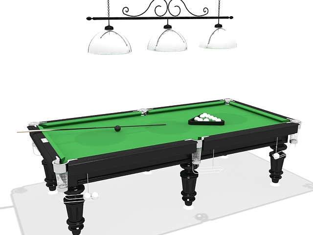 Billiard table with lights 3d rendering