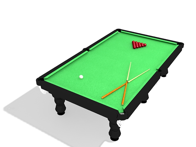 Pool table with billiards 3d rendering