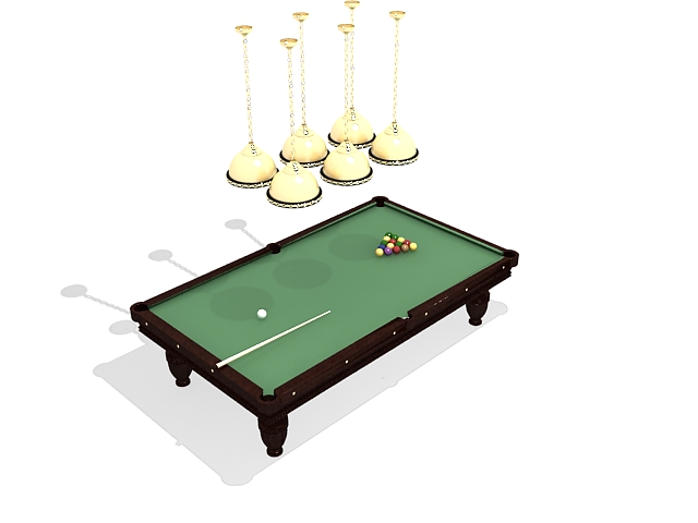 Pool table with lights 3d rendering