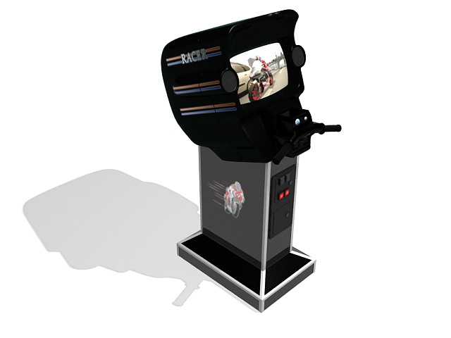 Motorcycle arcade game machine 3d rendering