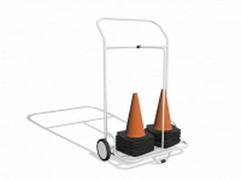 Traffic cone storage cart 3d model preview