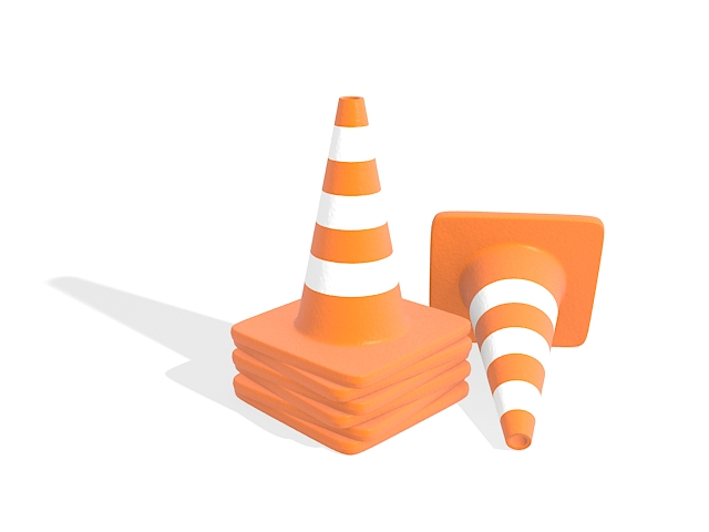 Orange traffic cones 3d rendering