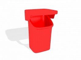 Red plastic bin 3d model preview