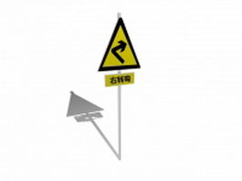 China road sign 3d model preview