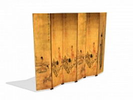 Antique Chinese folding screen 3d model preview