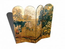 Hand painted room dividers 3d model preview