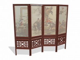 Chinese folding screen 3d model preview