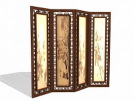 Antique Chinese screens room divider 3d model preview