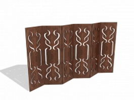 Carved wood privacy screen 3d model preview