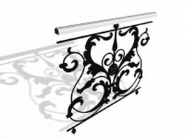 Wrought iron staircase railing 3d model preview