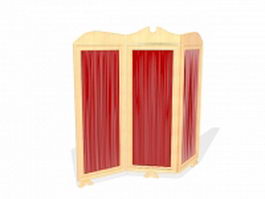 Red folding screen 3d model preview