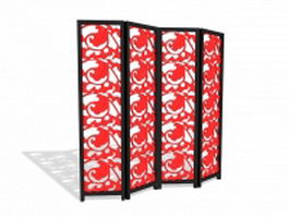 Carved folding screen 3d model preview