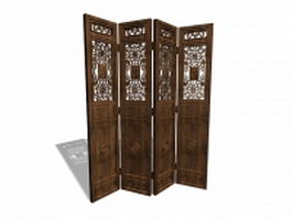 Antique Chinese screen room dividers 3d model preview