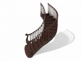 Ellipse wood stair 3d model preview