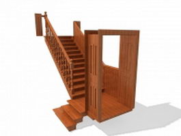 Traditional entry staircase 3d model preview