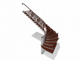 Modern indoor staircase 3d model preview
