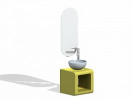 Small bathroom vanity with mirror 3d model preview