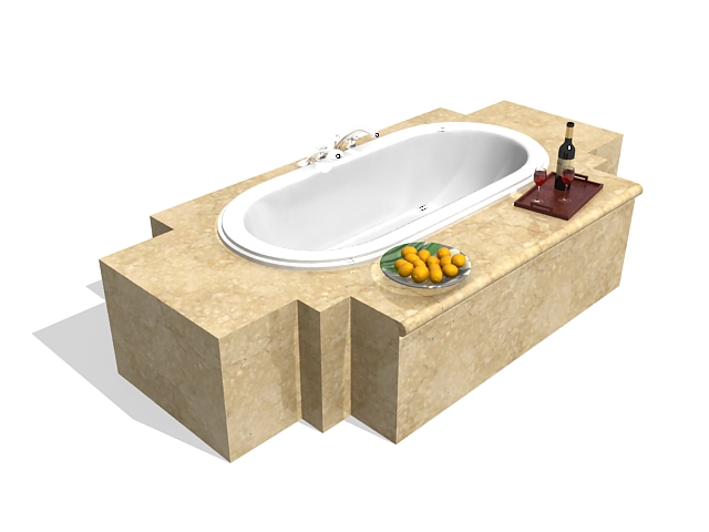 Bathtub with tile surround 3d rendering
