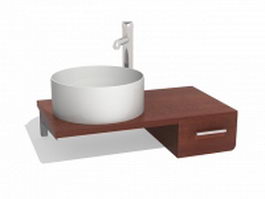 Bathroom vanity countertop with sink 3d model preview