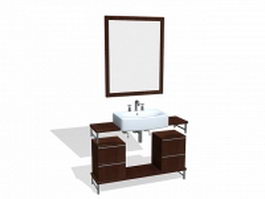 Bathroom vanity cabinet with mirror 3d model preview