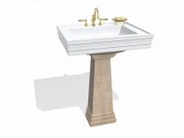 Antique pedestal sink 3d model preview