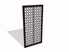 Glass wood divider panel 3d model preview