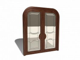 Double front door with glass 3d model preview