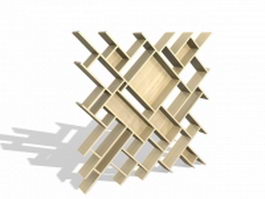 Geometric wood partition panel 3d model preview