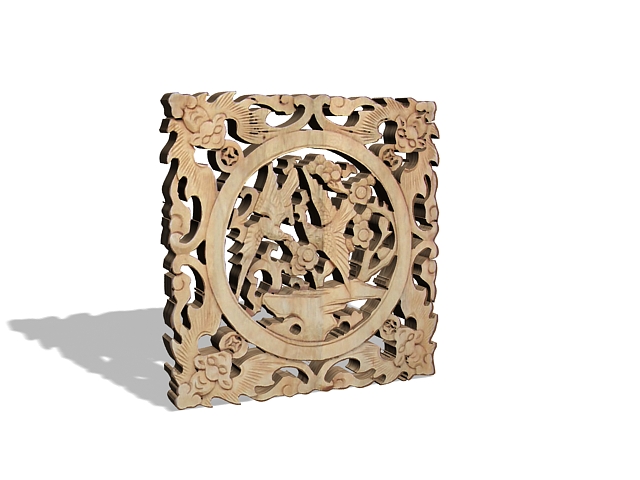 Antique Chinese window panel 3d rendering
