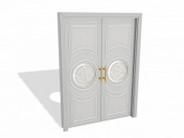 Double entry doors for home 3d model preview