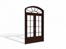 Arch French door with transom 3d model preview