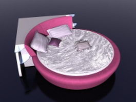 Pink round bed 3d model preview