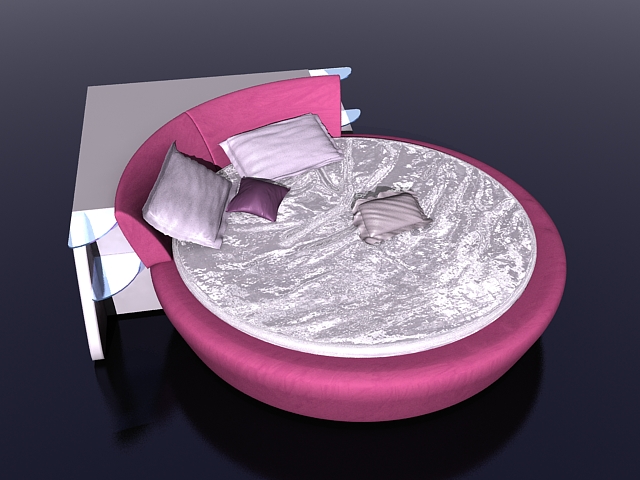 Pink round bed 3d rendering