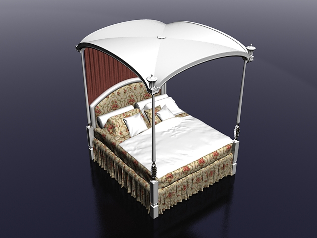 Elegant canopy bed 3d rendering