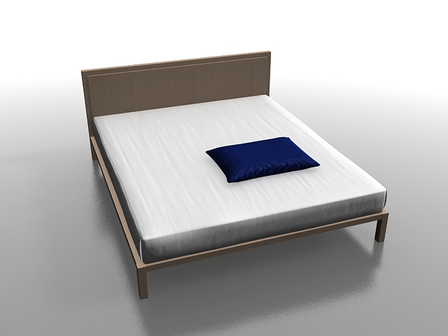 Platform bed with mattress 3d rendering
