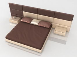 King bed with attached nightstand 3d preview