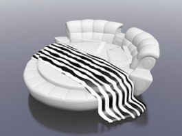 White round bed 3d model preview