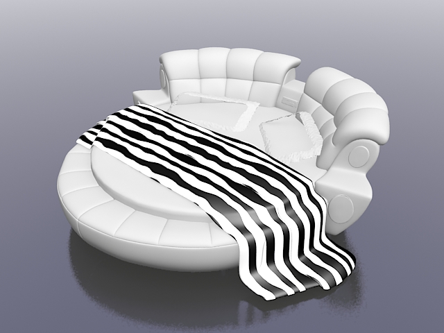 White round bed 3d rendering