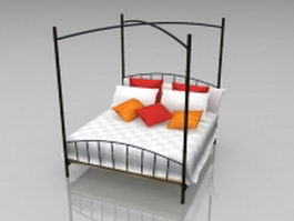 Black iron four poster bed 3d model preview