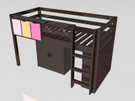 Loft bed with storage 3d preview