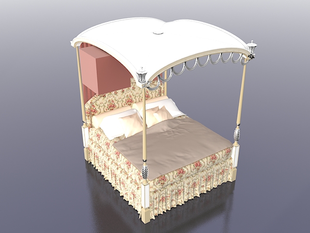 Girls canopy bed 3d rendering
