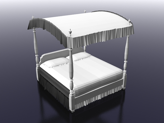 Antique canopy bed 3d rendering