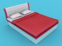Platform bed with headboard 3d model preview