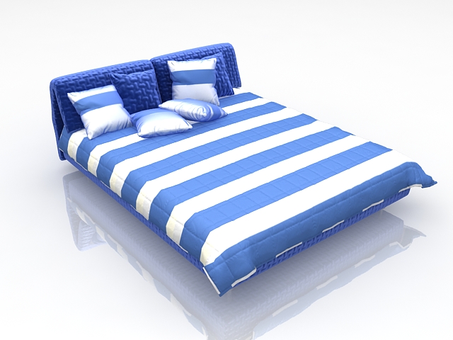Modern soft platform bed 3d rendering