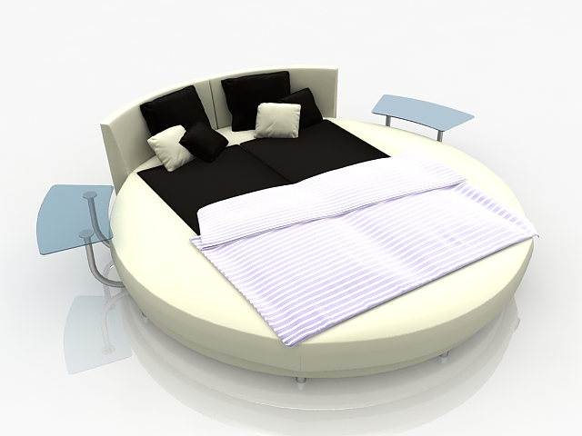 Modern round platform bed 3d rendering