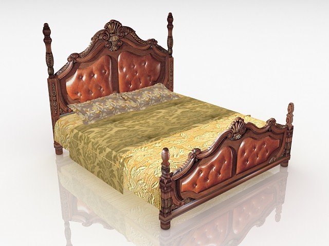 Antique Victorian bed 3d rendering