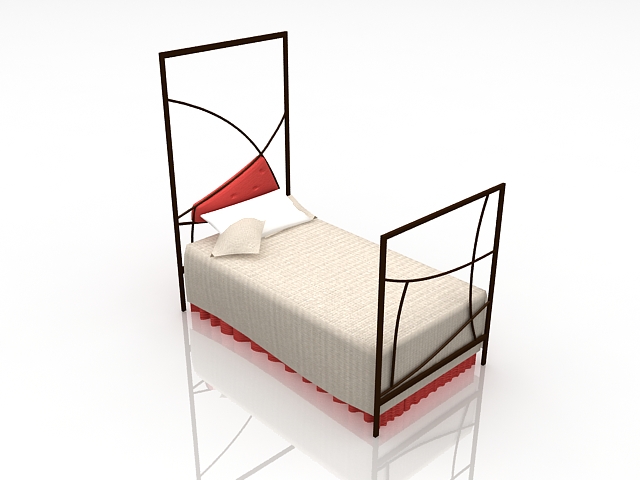 Metal twin canopy bed 3d rendering