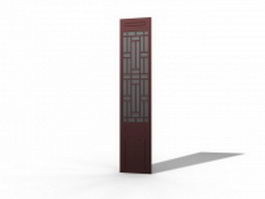 Chinese wood privacy panel 3d model preview