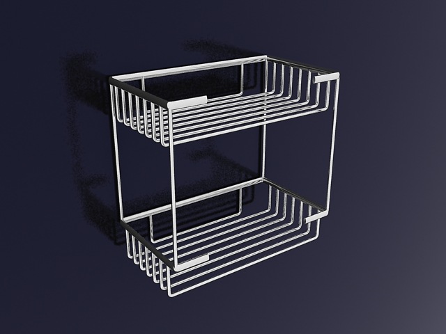 Metal bathroom shelves 3d rendering